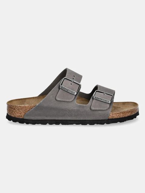 Birkenstock klapki nubukowe Arizona damskie kolor szary 1027026 - zdjęcie produktu nr 2