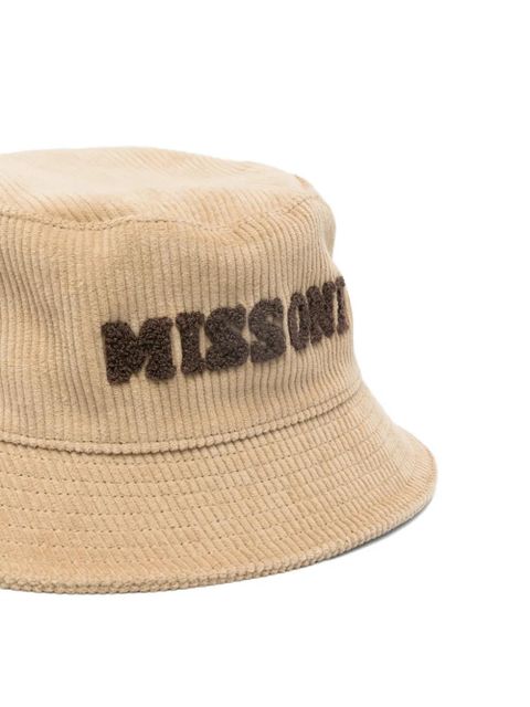 Missoni logo-detail corduroy bucket hat - Neutrals