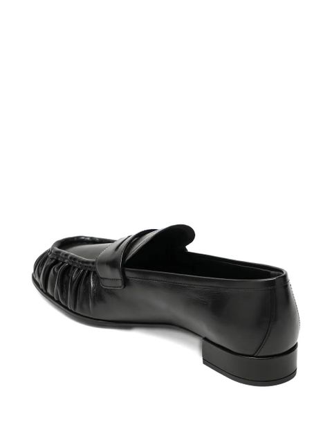 Prada ruched leather loafers - Black