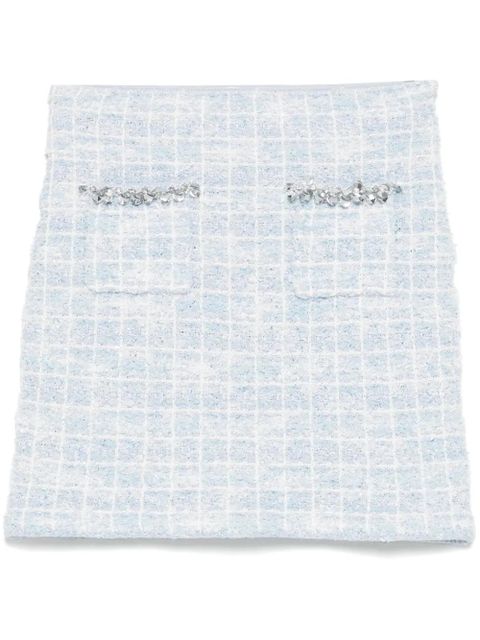 Self-Portrait checked knitted mini skirt - Blue - zdjęcie produktu nr 1