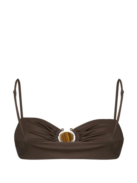 Christopher Esber stone-embelishment bandeau bikini top - Brown