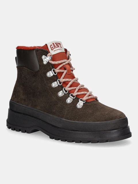 Gant workery zamszowe Wintly damskie kolor brązowy na płaskim obcasie lekko ocieplone 31543082 - zdjęcie produktu nr 1