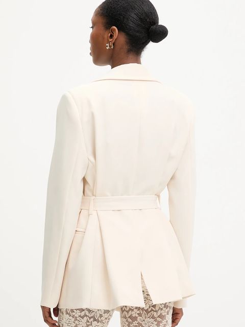 Answear.LAB marynarka kolor beżowy jednorzędowa gładka