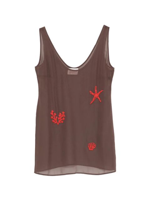 MC2 Saint Barth bead-embellished semi-sheer mini dress - Brown - zdjęcie produktu nr 1