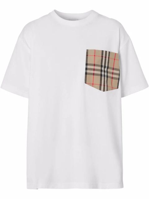 Burberry Vintage Check pocket cotton T-shirt - White - zdjęcie produktu nr 1