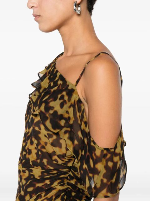 Christopher Esber ruffle-trimmed drape top - Brown