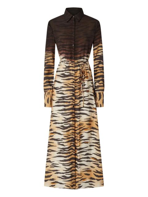 PINKO tie-waist tiger-print dress - Brown - zdjęcie produktu nr 1