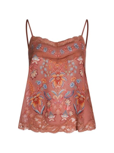 FARM Rio floral print lace tank top - Brown - zdjęcie produktu nr 1