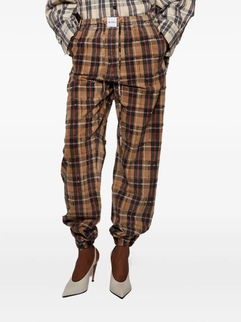 The Attico Plaid Drawstring Long Pant - Brown