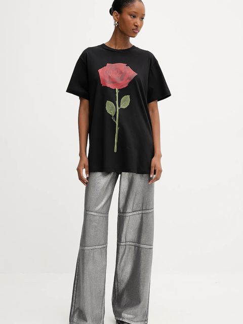 Farm Rio t-shirt bawełniany damski kolor czarny 346292