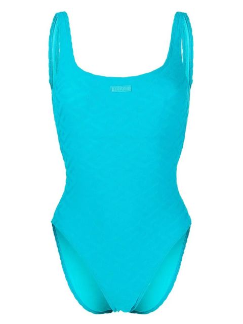 Versace logo patch monogram-print swimsuit - Blue - zdjęcie produktu nr 1