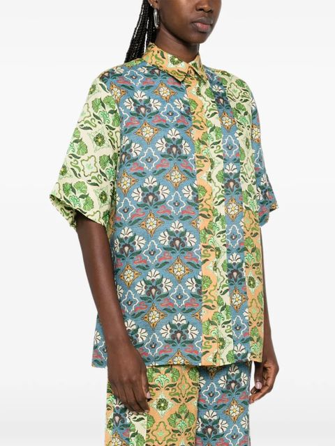 ALEMAIS Ali Spliced floral shirt - Blue