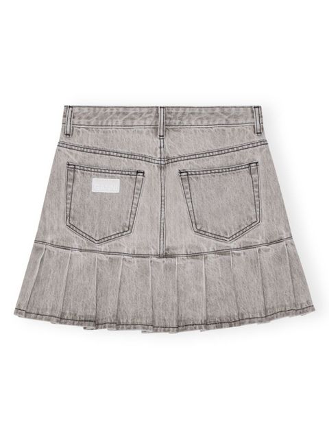 GANNI Future denim pleated mini skirt - Grey