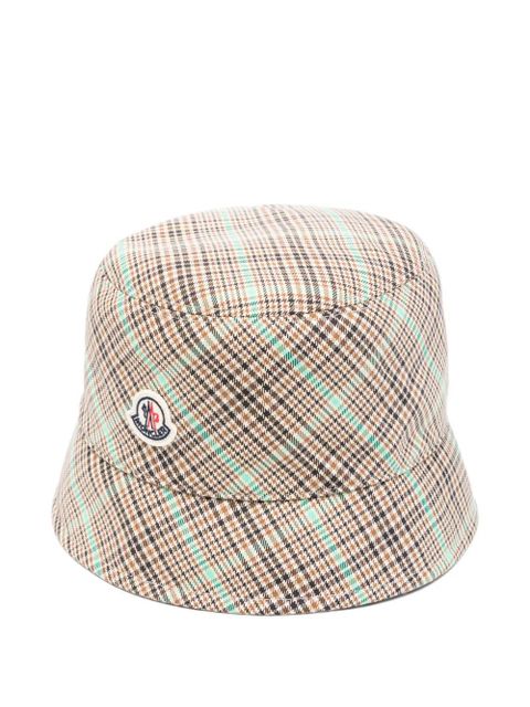 Moncler plaid logo patch hat - Neutrals - zdjęcie produktu nr 1