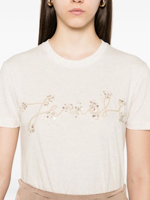 FENDI sequin-embellished T-shirt - Neutrals - zdjęcie produktu nr 2
