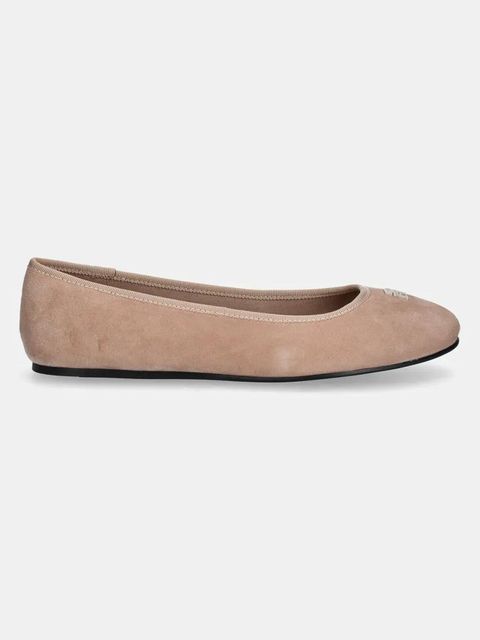Tommy Hilfiger baleriny zamszowe TH HARDWARE SUEDE BALLERINA kolor beżowy FW0FW08655 - zdjęcie produktu nr 2