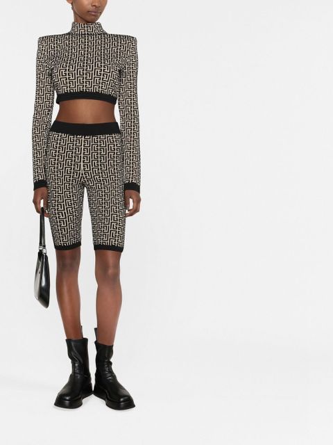 Balmain monogram-print knitted shorts - Neutrals