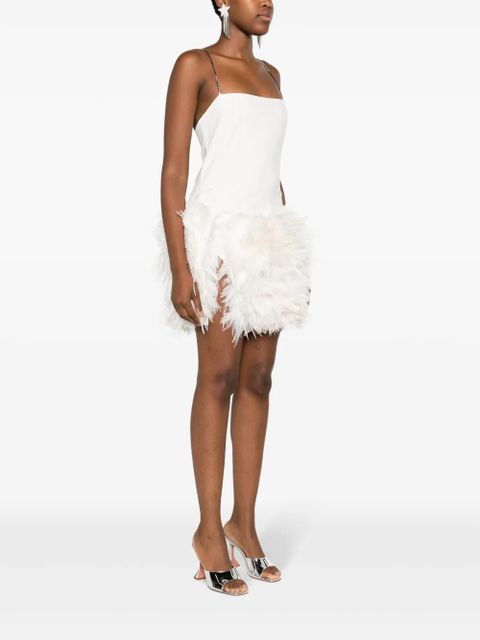 The Attico Fujiko feather-trimmed minidress - White