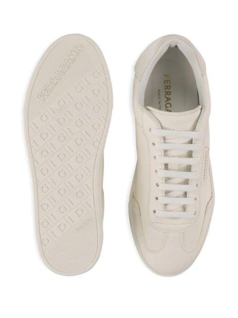 Ferragamo suede-panelled leather sneakers - White