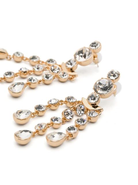 Self-Portrait crystal stones gems earrings - Gold