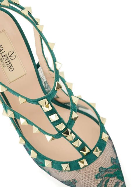 Valentino Garavani 100mm rockstud lace court pumps - Green