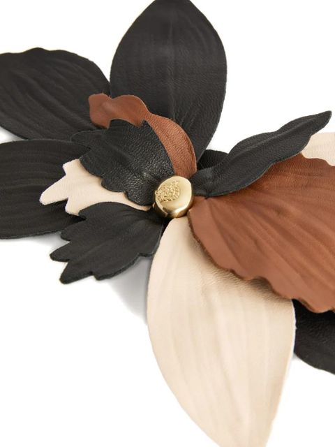 PUCCI leather flower brooch - Black