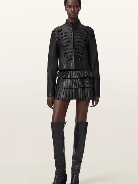 AllSaints kurtka skórzana kolor czarny przejściowa W075LD