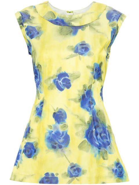 Marni floral-print taffeta top - Yellow - zdjęcie produktu nr 1