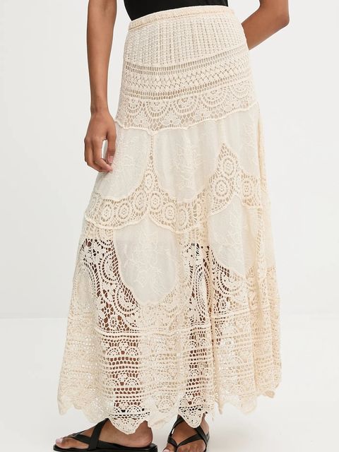 Answear.LAB spódnica kolor beżowy maxi rozkloszowana - zdjęcie produktu nr 1