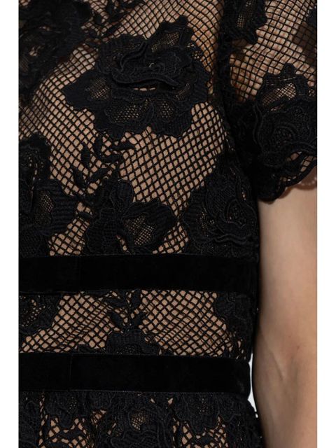 Self-Portrait lace midi dress - Black