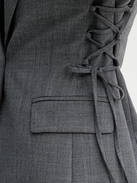 Marella marynarka z wełną kolor szary jednorzędowa gładka 2523046014200