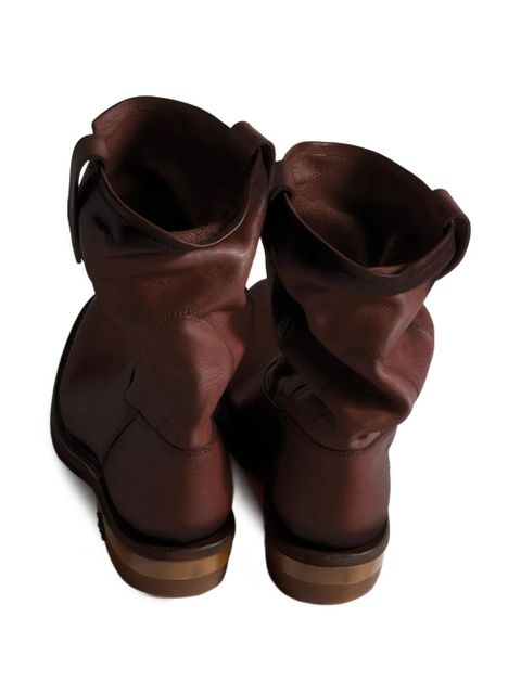 Miu Miu slouchy logo block-heel boots - Brown