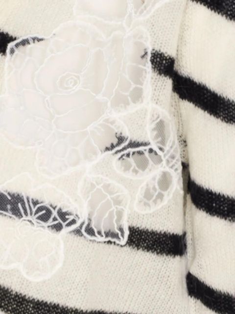 TWINSET striped lace-detail cardigan - White