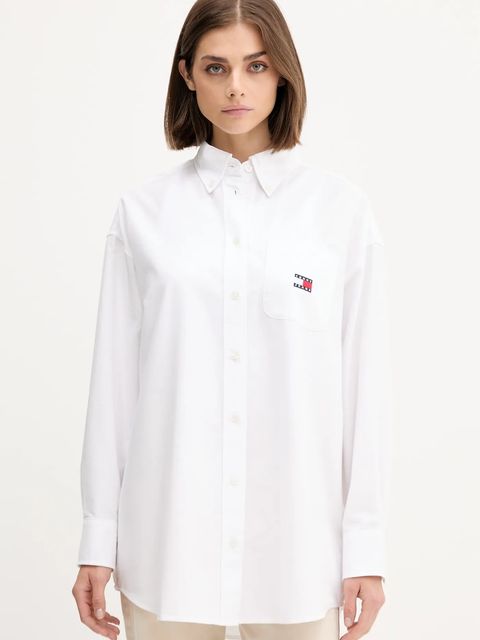 Tommy Jeans koszula damska kolor biały relaxed z kołnierzykiem klasycznym DW0DW20988 - zdjęcie produktu nr 1