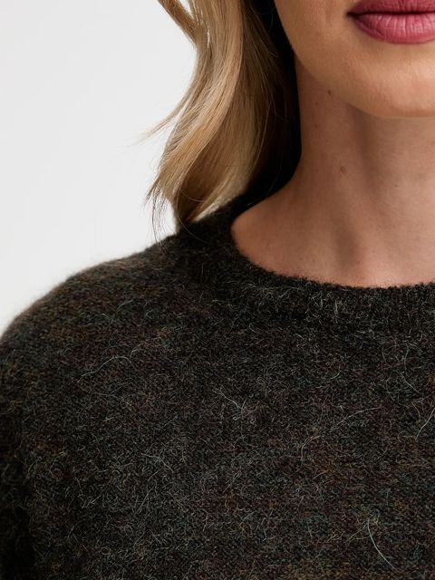 Sessun sweter z dodatkiem alpaki damski kolor brązowy 25109014