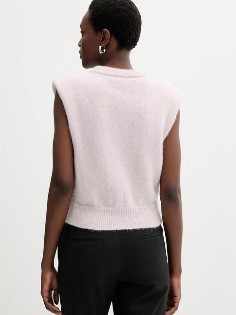 Rotate kamizelka z wełną damski kolor różowy lekki 114280191