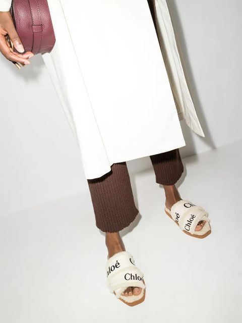 Chloé Woody logo-tape flat sandals - White - zdjęcie produktu nr 2