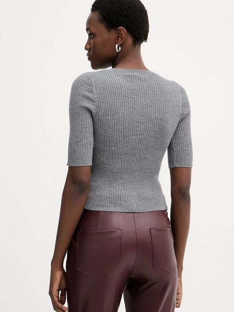 Pinko sweter wełniany damski kolor szary lekki