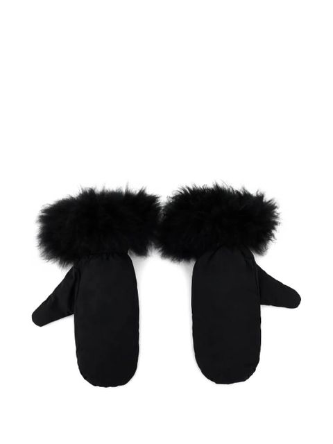 Yves Salomon contrasting-trim gloves - Black