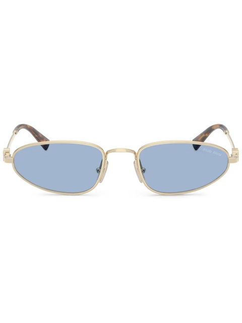 Miu Miu Eyewear logo-lettering sunglasses - Gold - zdjęcie produktu nr 1