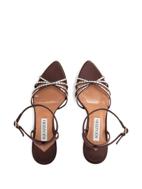 Aquazzura crystal-embellished satin sandals - Brown - zdjęcie produktu nr 2