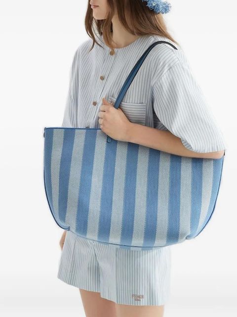 FENDI large Roll FF-logo striped tote bag - Blue - zdjęcie produktu nr 2