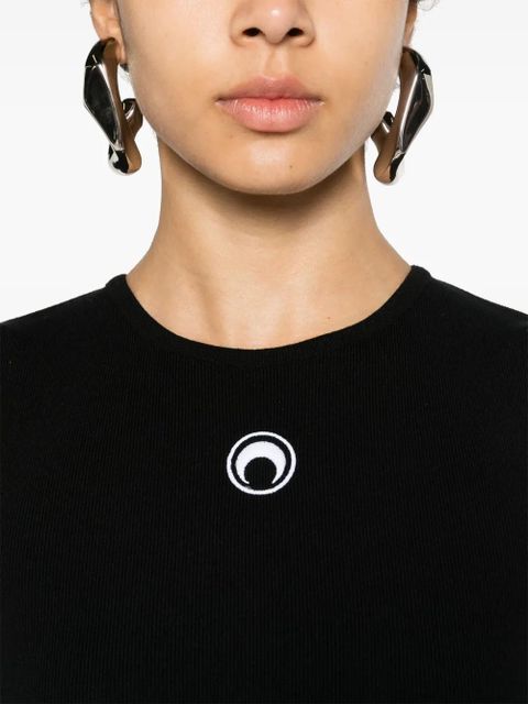 Marine Serre Crescent Moon-embroidered tank top - Black