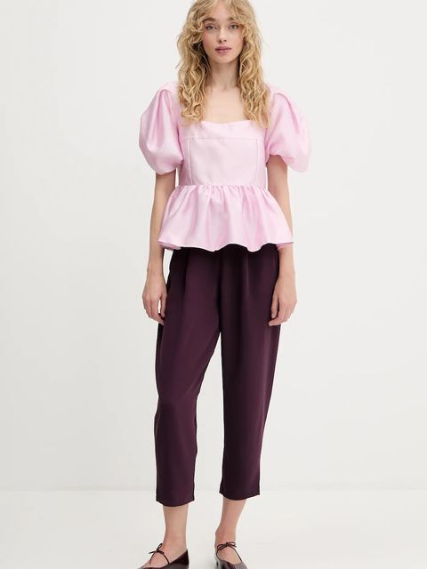 Stine Goya bluzka damska kolor różowy gładka SG-PF25-T073-2067 - zdjęcie produktu nr 2