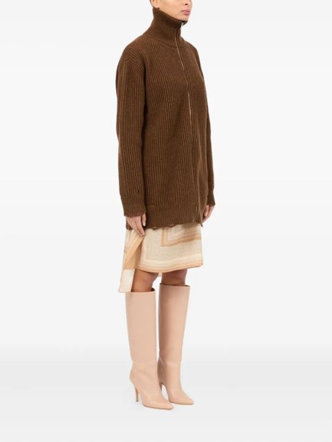 MM6 Maison Margiela ribbed zip-up cardigan - Brown
