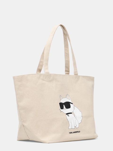 Karl Lagerfeld torebka bawełniana IKON kolor beżowy A1W50022 - zdjęcie produktu nr 2