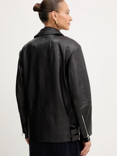 BOSS ramoneska skórzana kolor czarny przejściowa oversize 50547474 - zdjęcie produktu nr 2