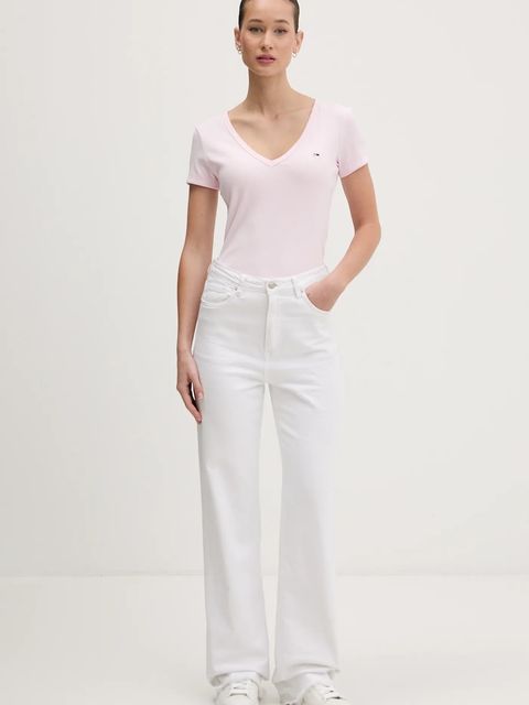 Tommy Jeans t-shirt damski kolor różowy DW0DW17385