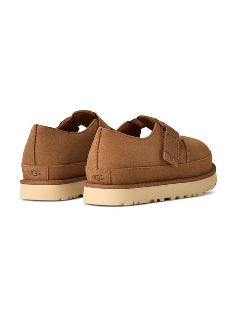 UGG półbuty zamszowe Goldenstar Mary Jane damskie kolor brązowy na platformie 1171506.CHE