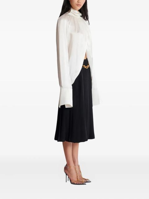 Balmain draped long-sleeve blouse - White